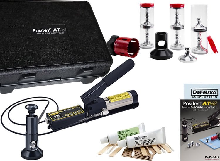 DeFelsko ATM50 PosiTest AT-M Manual Pull-off Adhesion Tester with 50mm Dollies, # ATM50A, for Coatings on Concrete, Wood and Plastic, Range 0.4 - 3.5 MPa / 50 - 480 psi