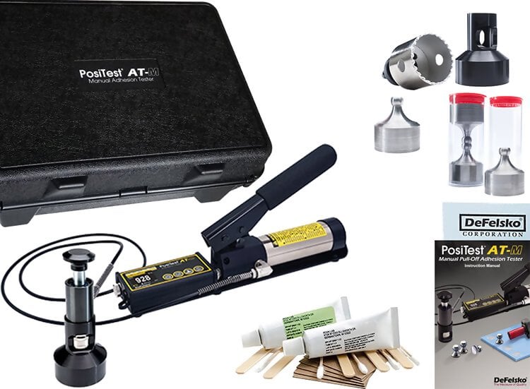 DeFelsko ATM50C PosiTest AT-M Manual Pull-off Adhesion Tester with 50mm Dollies C1583 Kit ATM50C, for Concrete Surfaces & Overlays, Range 0.4 - 3.5 MPa / 50 - 480 psi