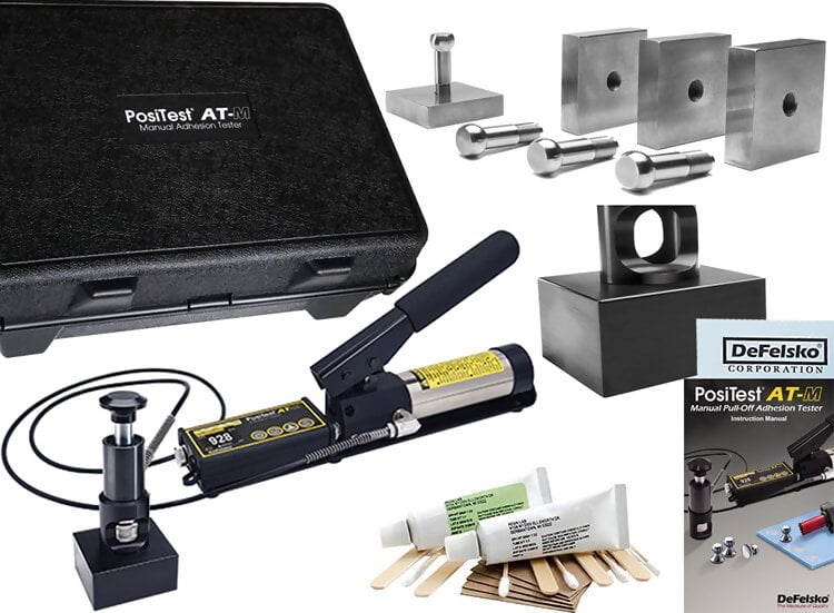 DeFelsko ATM50T PosiTest AT-M Manual Pull-off Adhesion Tester with 50x50mm Dollies Tile Kit ATM50T, for Cementitious Adhesives for Tiles, Range 0.4 - 2.585 MPa / 50 - 37580 psi