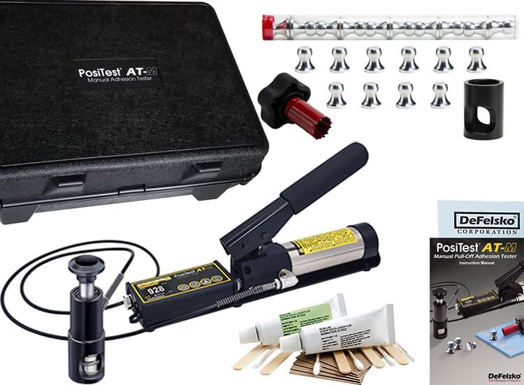 DeFelsko ATM20 PosiTest AT-M Manual Pull-off Adhesion Tester with 20mm Dollies Kit, # ATM20A, for Coatings on Metals, Range 0.7 - 20 MPa / 100 - 3000 psi